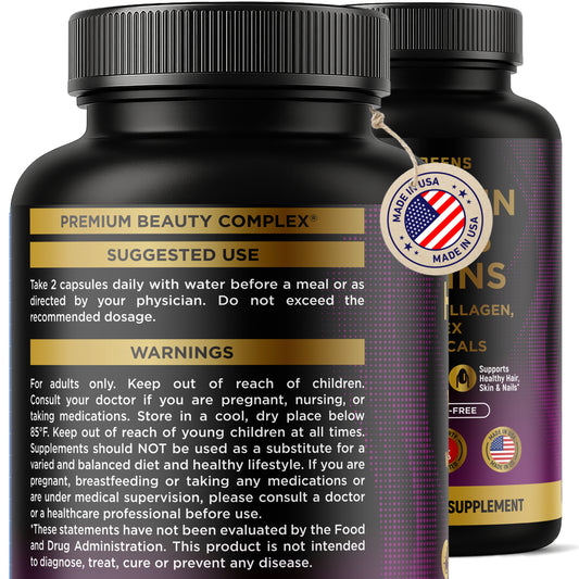 Hair, Skin & Nails Vitamins with Biotin 10000 mcg, Collagen, B-Complex & Botanicals – Supports Healthy Hair, Glowing Skin & Strong Nails – Non-GMO, Gluten-Free – Made in USA – 120 Capsules (Copy)