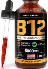 BASIC GREENS Vitamin B12 Sublingual (Vegan) 2 Fl Oz