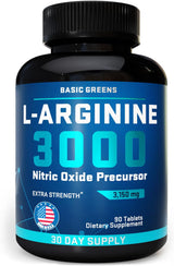 BASIC GREENS L Arginine Supplement for Men and Women (90 Tablets)