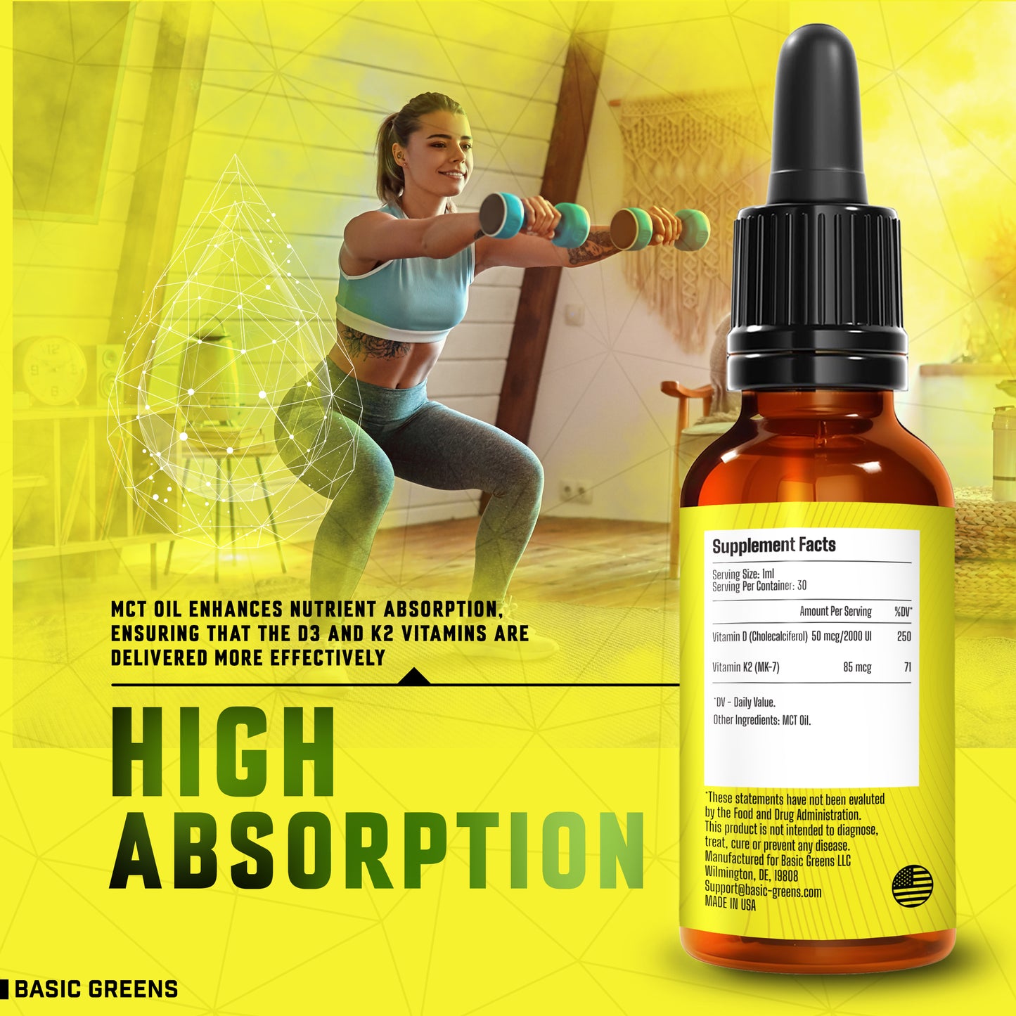 Vitamin D3 K2 Liquid Vitamin D Drops – Vitamin D3 K2 Liquid Supplement for Calcium Absorption Strong Bones, Immune & Mood Support for Adults & Overall Wellness, Sugar Free, VIT D3K2, Made in USA