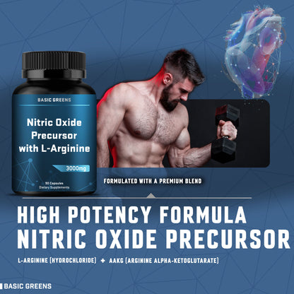 BASIC GREENS B081B5KRM9 L-Arginine for athletic performance, muscle recovery, and pre-workout nitric oxide support.