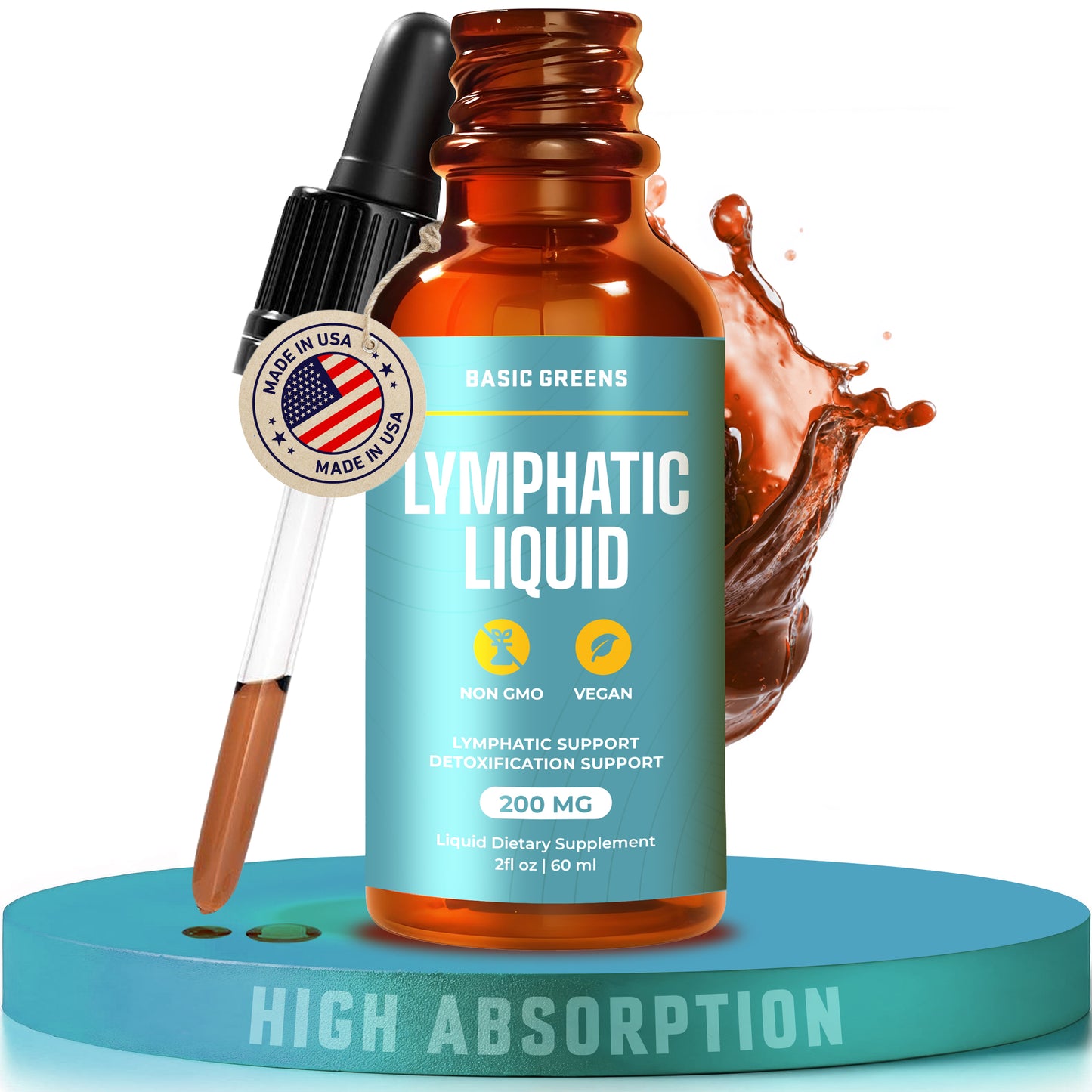 Lymphatic Support Liquid – Natural Immune Booster for Lymphatic Drainage, Fluid Balance, and Daily Cleanse, Easy - Absorb Liquid Formula for Wellness Support, 2 Fl Oz (Copy)