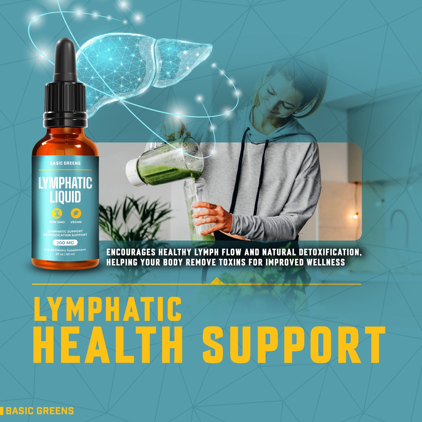 Lymphatic Support Liquid – Natural Immune Booster for Lymphatic Drainage, Fluid Balance, and Daily Cleanse, Easy - Absorb Liquid Formula for Wellness Support, 2 Fl Oz (Copy)