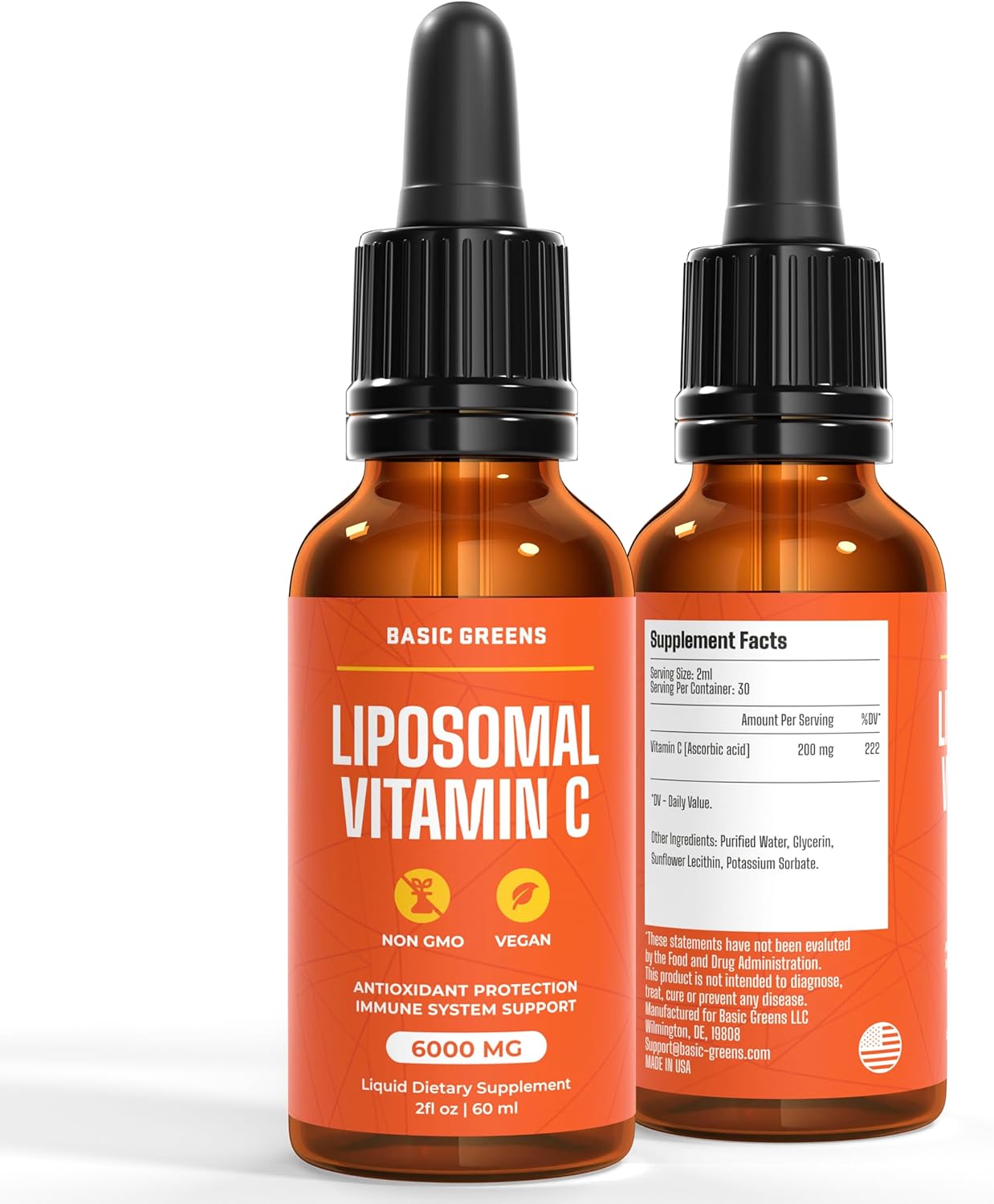 BASIC GREENS Liposomal Vitamin C Liquid – High Absorption Immune Support & Antioxidant Boost | Advanced Liposomal Delivery, Non-GMO, Vegan-Friendly Vitamin C Supplement, 4 Fl Oz (Copy)