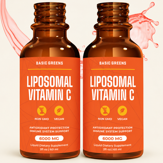 Liposomal Vitamin C Liquid Drops — 2 Pack, 4 fl oz Total on a warm cream background